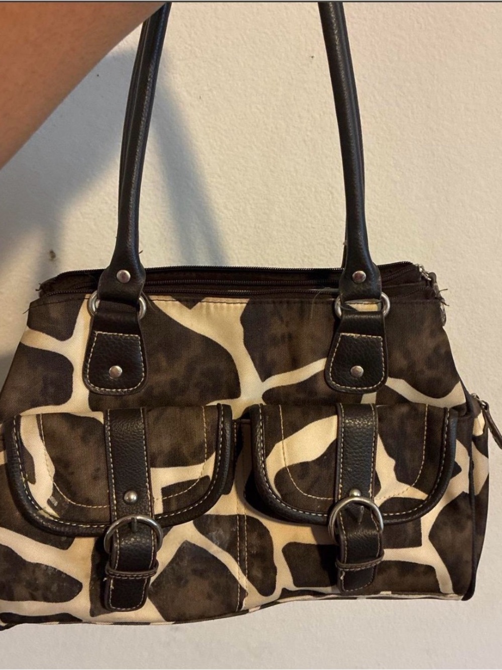 Women’s Brown & Cream Patterned Shoulder Bag